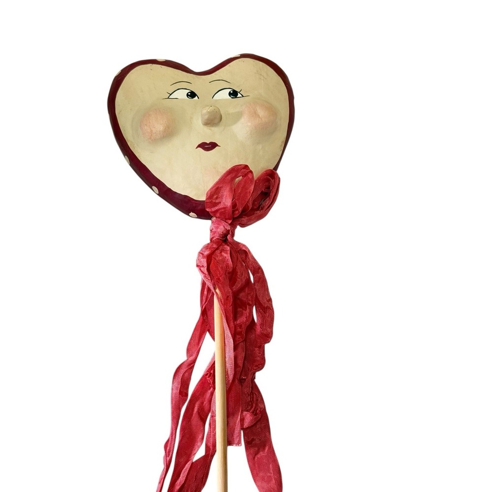 Unbranded Whimical Valentine Folkart Heart Face Character On A Stick Sucker